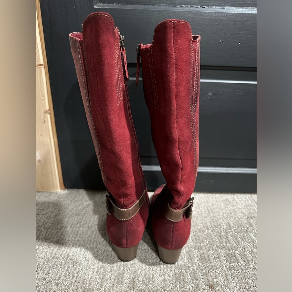 Earth Leather Tall Shaft Boots With Strap Detail Orchard Bordeaux‎ - Picture 4 of 7